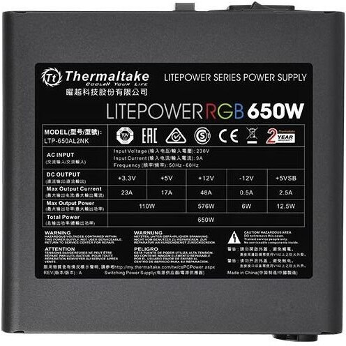 Alimentation électrique 650W Thermaltake LitePower RGB (PS-LTP-0650NHSANE-1) - photo 3