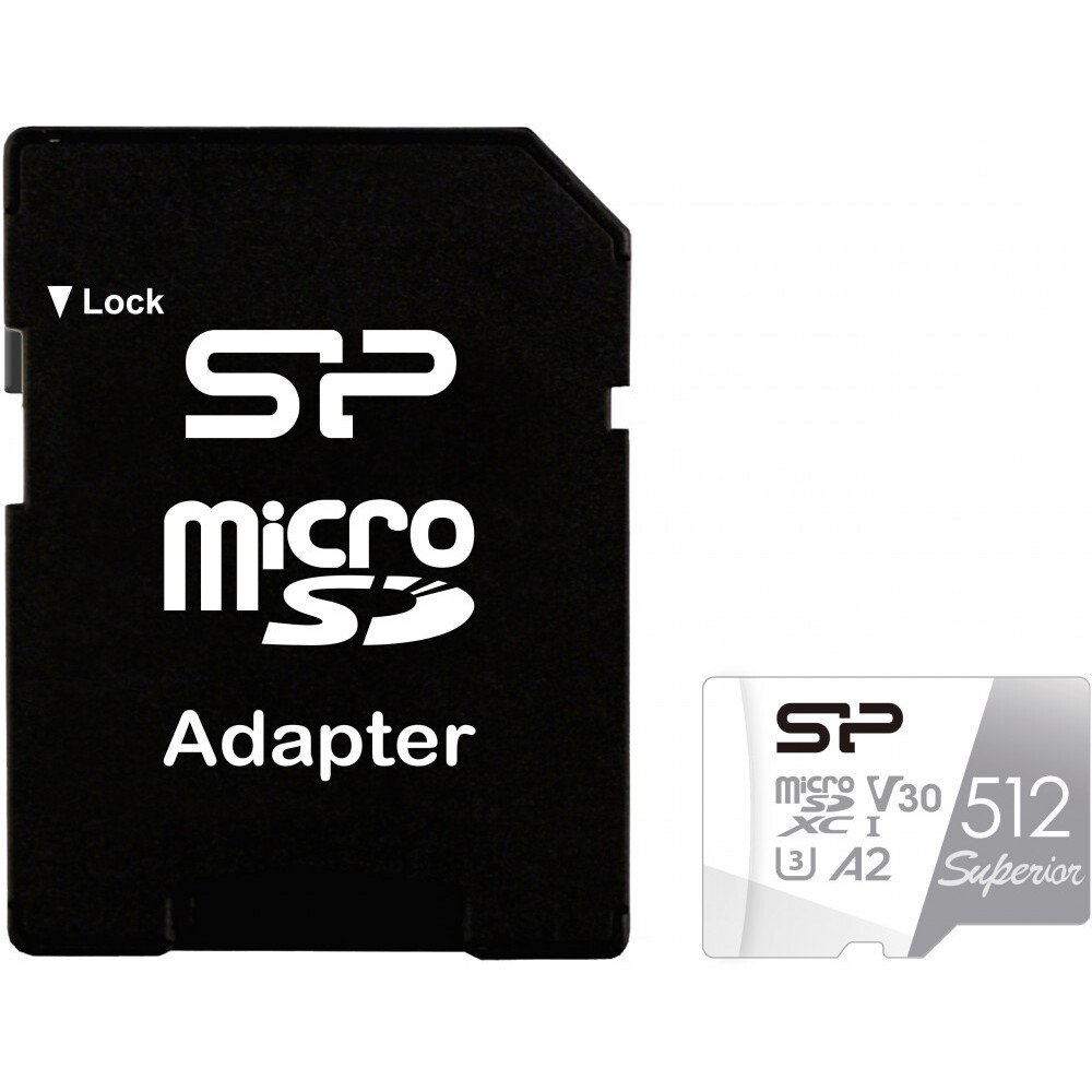 Atmiņas kartes 512Gb Silicon Power Superior + SD adapter (SP512GBSTXDA2V20SP)