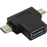 Pārejas savienojums USB A (F) - microUSB/USB Type-C, VCOM CA434