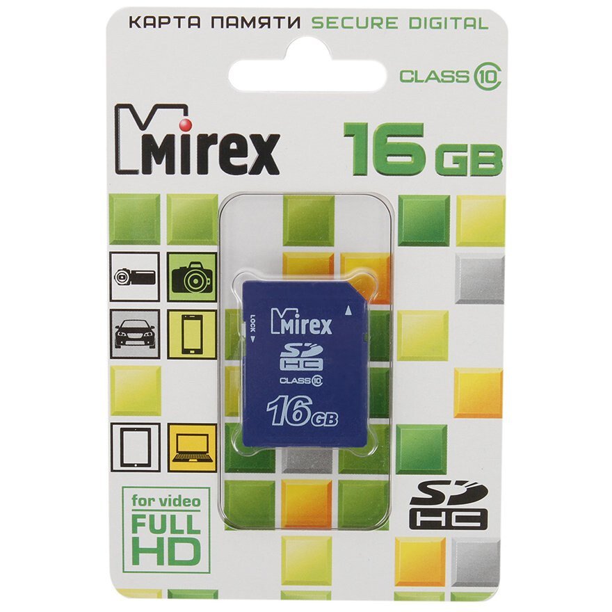 Atmiņas kartes 16Gb SD Mirex (13611-SD10CD16)